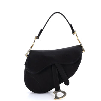 Christian Dior Saddle Handbag Satin with Crystals Mini