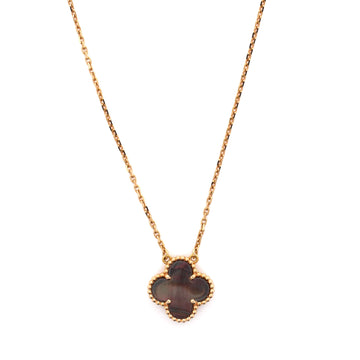 Van Cleef & Arpels Vintage Alhambra Pendant Necklace 18K Rose Gold and Grey Mother of Pearl