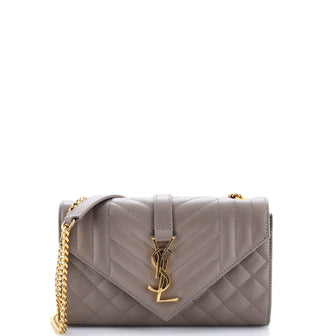 Saint Laurent Classic Monogram Envelope Satchel Mixed Matelasse Leather Small