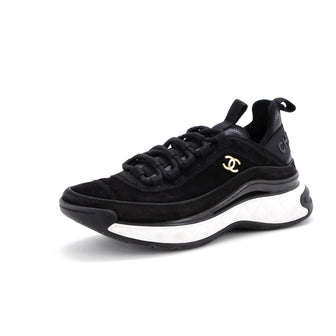 Chanel Women's CC Cap Toe Logo Sneakers Suede and Mixed Fibers