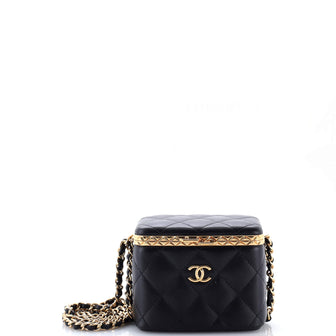 Chanel Lock Frame Vanity Case with Chain Quilted Lambskin Small
