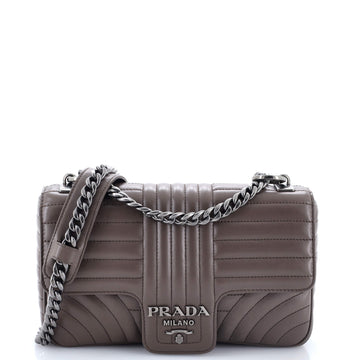 Prada Chain Flap Shoulder Bag Diagramme Quilted Leather Medium