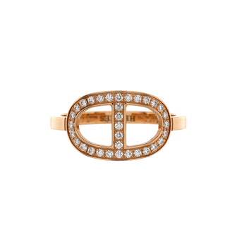 Hermes Chaine d'Ancre Contour Ring 18K Rose Gold and Diamonds Medium