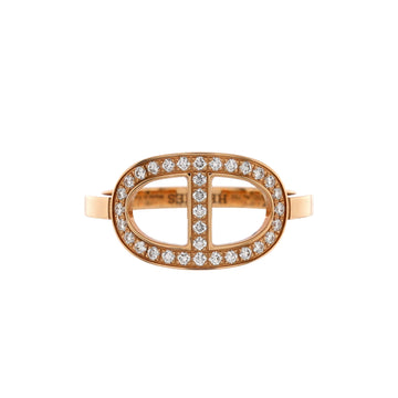 Hermes Chaine d'Ancre Contour Ring 18K Rose Gold and Diamonds Medium