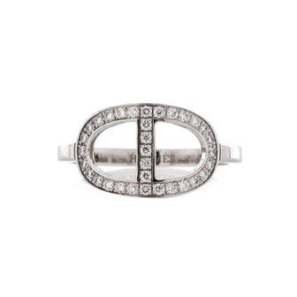 Hermes Chaine d'Ancre Contour Ring 18K White Gold and Diamonds Medium