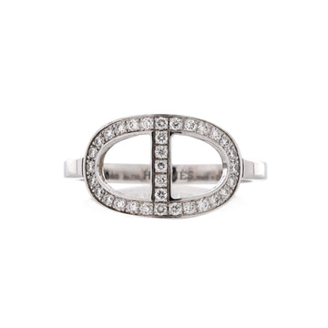 Hermes Chaine d'Ancre Contour Ring 18K White Gold and Diamonds Medium