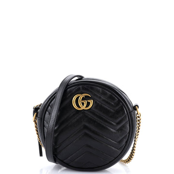 Gucci GG Marmont Round Shoulder Bag Matelasse Leather Mini
