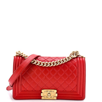 Chanel Boy Flap Bag Quilted Lambskin Old Medium