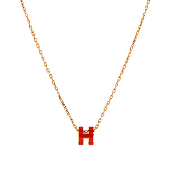 Hermes Pop H Pendant Chain Necklace Metal and Enamel Mini