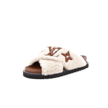 Louis Vuitton Women's Paseo Comfort Slide Sandals Shearling with Leather