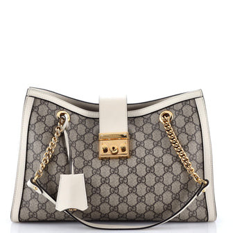 Gucci Padlock Chain Tote GG Coated Canvas with Leather Medium