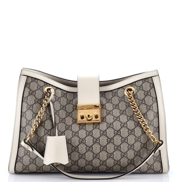 Gucci Padlock Chain Tote GG Coated Canvas with Leather Medium