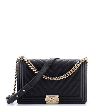 Chanel Boy Flap Bag Chevron Caviar New Medium