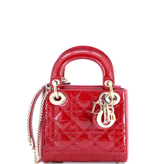 Christian Dior Lady Dior Chain Bag Cannage Quilt Patent Mini