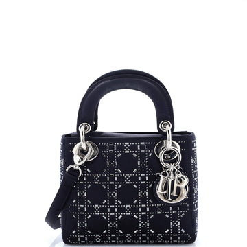 Christian Dior Lady Dior Bag Crystal Embellished Cannage Quilt Satin Mini