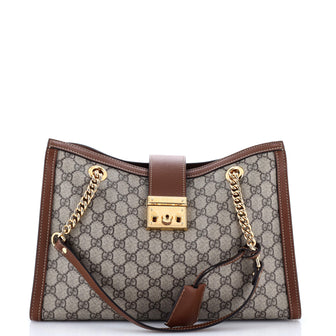 Gucci Padlock Chain Tote GG Coated Canvas with Leather Medium