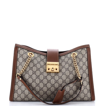 Gucci Padlock Chain Tote GG Coated Canvas with Leather Medium