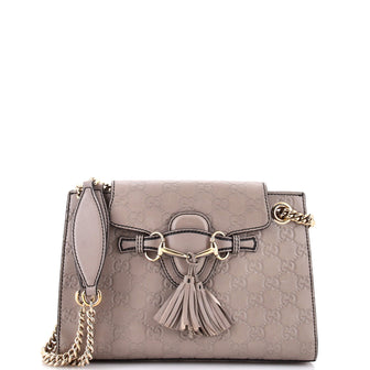 Gucci Emily Chain Flap Shoulder Bag Guccissima Leather Small