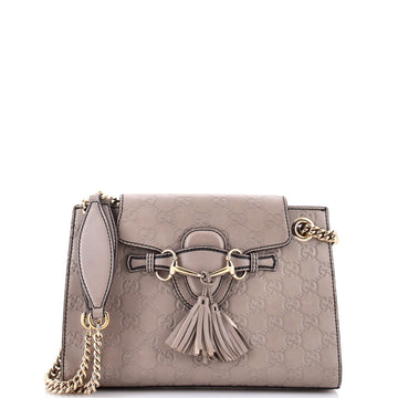 Gucci Emily Chain Flap Shoulder Bag Guccissima Leather Small