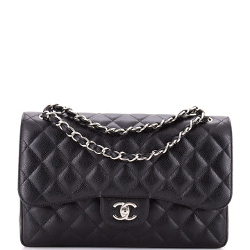 Chanel Classic Double Flap Bag Quilted Caviar Jumbo