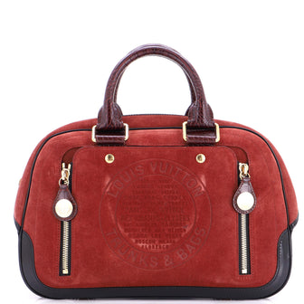 Louis Vuitton Havane Stamped Trunk Bowler Bag Suede with Crocodile PM