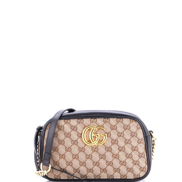 Gucci GG Marmont Shoulder Bag Diagonal Quilted GG Canvas with Leather Small