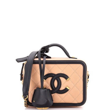 Chanel Filigree Vanity Case Quilted Caviar Small