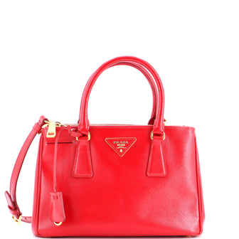 Prada Double Zip Lux Tote Vernice Saffiano Leather Small
