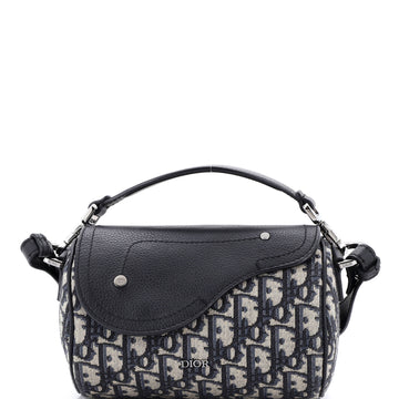 Christian Dior Roller Flap Messenger Bag Oblique Canvas with Leather Mini