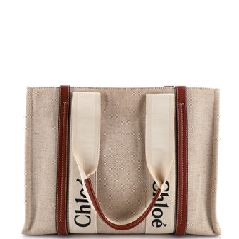 Chloe Woody Tote Canvas with Leather Medium