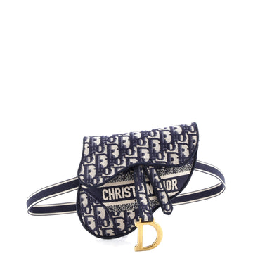 Christian Dior Saddle Belt Bag Logo Embroidered Oblique Canvas