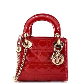 Christian Dior Lady Dior Chain Bag Cannage Quilt Patent Mini