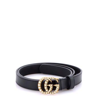 Gucci Pearly GG Marmont Belt Leather Thin