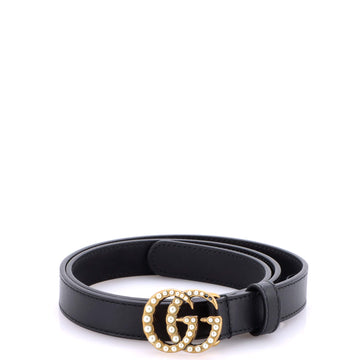 Gucci Pearly GG Marmont Belt Leather Thin