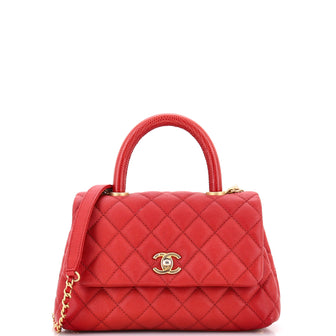 Chanel Coco Top Handle Bag Quilted Caviar Mini