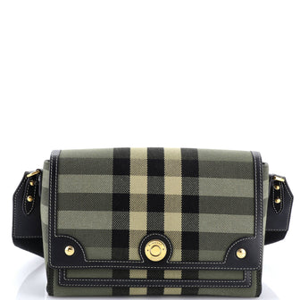 Burberry Note Crossbody Bag Check Canvas and Leather Medium