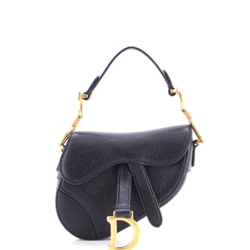 Christian Dior Saddle Handbag Leather Micro