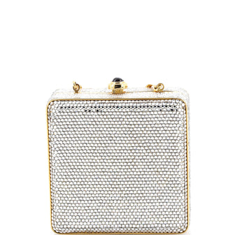 Judith Leiber Chain Minaudiere Box Clutch Crystal Small