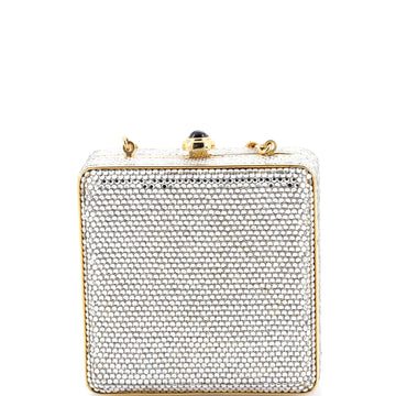 Judith Leiber Chain Minaudiere Box Clutch Crystal Small