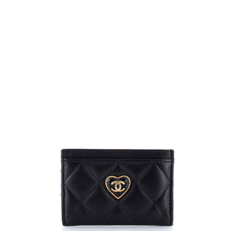 Chanel Coco Love CC Heart Card Holder Quilted Lambskin
