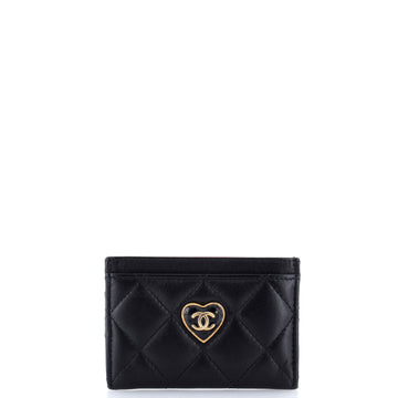 Chanel Coco Love CC Heart Card Holder Quilted Lambskin