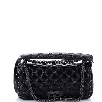 Valentino Garavani Rockstud Spike Full Flap Shoulder Bag Quilted Leather Medium