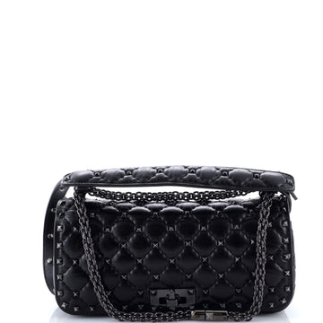 Valentino Garavani Rockstud Spike Full Flap Shoulder Bag Quilted Leather Medium