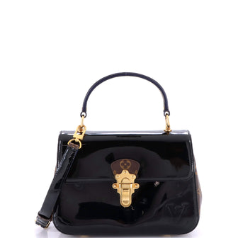 Louis Vuitton Cherrywood Handbag Vernis with Monogram Canvas PM