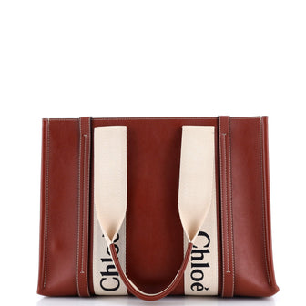 Chloe Woody Tote Leather with Canvas Medium