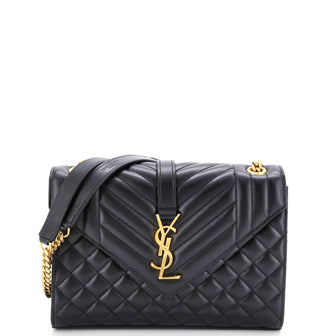 Saint Laurent Classic Monogram Envelope Satchel Mixed Matelasse Leather Medium
