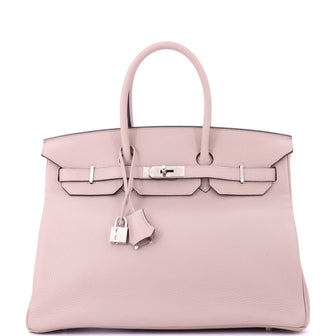Hermes Birkin Handbag Purple Clemence with Palladium Hardware 35