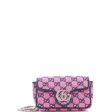 Gucci GG Marmont Flap Bag Diagonal Quilted GG Canvas Super Mini