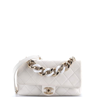 Chanel Resin Elegant Chain Flap Bag Quilted Lambskin Small