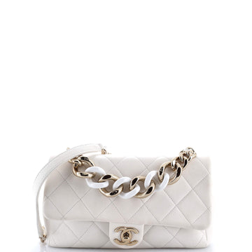 Chanel Resin Elegant Chain Flap Bag Quilted Lambskin Small
